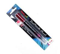 Pentel Arts Dual Metallic Brush XGFH Feutre pinceau encre gel métallisée irisée, pointe nylon, traits fins à larges, 2 effets de couleur rose + rose métallique