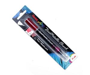 Pentel Arts Dual Metallic Brush XGFH Feutre pinceau encre gel métallisée irisée, pointe nylon, traits fins à larges, 2 effets de couleur rose + rose métallique