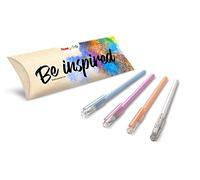 Pentel Arts Hybrid Milky K108-P, Roller Encre Gel, Pack de 4 Couleurs Pastel Assorties (Bleu, Violet, Orange et Blanc)