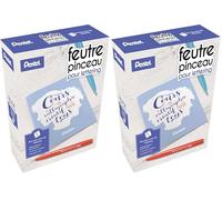Pentel Arts Kit Lettering contenant 4 feutres pinceau Brush Sign Pen SES15C Noir, Rouge, Bleu ciel et Violet + 1 livret Cours de lettering pour tous offert (Lot de 2)