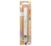 Pentel Arts Milky Brush XGFH-PWX Feutre pinceau encre gel pastel, pointe nylon, traits fins à larges, Blanc