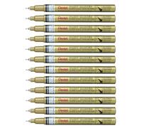Pentel Arts Paint Marker MFP10, Marqueur peinture permanent, Pointe extra-fine, Or, Lot de 12