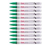 Pentel Arts Paint Marker MSP10, Marqueur peinture permanent, Pointe fine, Vert, Lot de 12