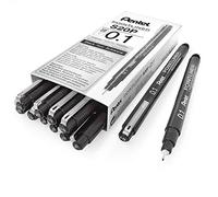 Pentel Arts Pointliner S20P Feutre Technique encre à pigments, Pointe calibrée 0,1 mm, Noir, Lot de 12