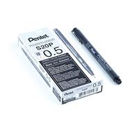 Pentel Arts Pointliner S20P Feutre Technique encre à pigments, Pointe calibrée 0,5 mm, Noir, Lot de 12