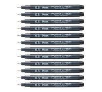 Pentel Arts Pointliner S20P Feutre Technique encre à pigments, Pointe calibrée 0,8 mm, Noir, Lot de 12