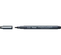 Pentel Arts Pointliner S20P Feutre Technique encre à pigments, Pointe calligraphie 3 mm, Noir, Lot de 12