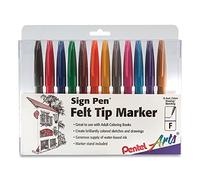 Pentel Arts Sign Pen with Fiber Tip 12/Pkg-Assorted Colors