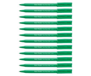 Pentel Ball R 50 Stylo Feutre à Bille Pointe Plastique 0,8 mm Encre Verte Corps Plastique Vert Pack de 12