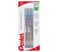Pentel BK77 Superbe stylo à bille pointe fine 0,7 mm bleu, 3 pièces