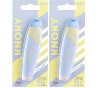 Pentel Correction tape Knoky XZTT805S-WY Ruban correcteur rétractable par bouton poussoir et rechargeable, bande 5 mm x 6 m, corps pastel bleu ciel + jaune
