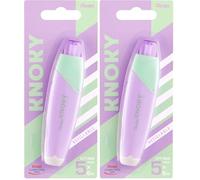 Pentel Correction tape Knoky XZTT805V-WY Ruban correcteur rétractable par bouton poussoir et rechargeable, bande 5 mm x 6 m, corps pastel violet + vert menthe