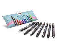 Pentel EnerGel BL107-AO Lot de 6 stylos à encre gel liquide + porte-mine PL105-AX EnerGize X Noir + 1 porte-mine 0,5 mm/HB