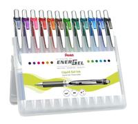 Pentel EnerGel BL77-12 Lot de 12 stylos roller à encre gel avec mécanisme à pression, diamètre de la bille 0,7 mm = épaisseur de trait 0,35 mm, rechargeables, boîte en plastique, couleurs assorties