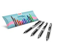Pentel Energel BL77, Roller encre gel rétractable pointe moyenne 0,7 mm, Noir, Pack de 4