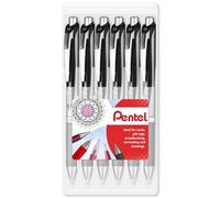 Pentel EnerGel BL80 - Lot de 6 stylos à encre gel liquide rétractables - 1,0 mm - 54 % recy ncre noire
