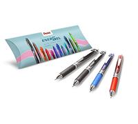 Pentel Energel BL80, Roller encre gel rétractable pointe large 1 mm, Pack de 4 couleurs assorties (2 Noir, 1 Rouge, 1 Bleu)