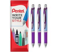 Pentel Energel BLN75 Lot de 3 stylos roller rétractables à encre gel Violet 0,5 mm