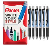 Pentel EnerGel BLN75 Lot de 6 stylos roller rétractables à encre gel - 0,5 mm - 54 % recy ans une enveloppe cadeau (noir)