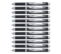 Pentel EnerGel BLP77-A Lot de 12 Rollers gel rétractable encre permanente pointe moyenne 0,7 mm Noir