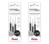 Pentel Energel Lot de 2 recharges de pointe métallique LR7 0,7 mm - Compatible avec les stylos Energel Xm, BL77/BL57/BL37 - Lot de 2 étuis de 3 à 6 recharges - Encre noire