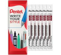 Pentel Energel LR7 Lot de 6 recharges pointe métallique 0,7 mm - BL77/BL57/BL37 (Bordeaux)