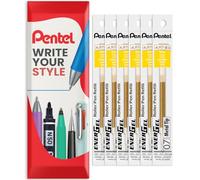 Pentel Energel LR7 Lot de 6 recharges pointe métallique 0,7 mm - BL77/BL57/BL37 (Jaune)