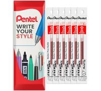 Pentel Energel LR7 Lot de 6 recharges pointe métallique 0,7 mm - BL77/BL57/BL37 (Rouge)