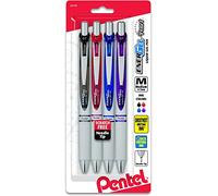 Pentel EnerGel Pearl Retractable Liquid Gel Pen .7mm 4/Pkg-Black, Red, Blue & VI