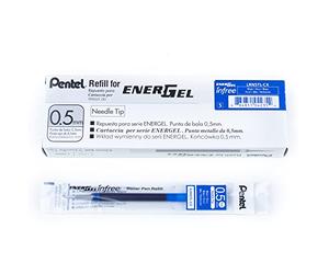 Pentel Energel Pure LRN5TL-CX Lot de 12 recharges avec boîtier coloré Bleu Largeur de trait 25 mm Pointe aiguille