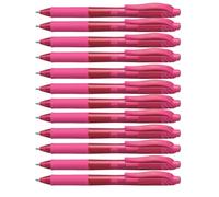 Pentel Energel X BL107, Lot de 12 Rollers encre gel rétractables, Pointe moyenne 0,7 mm, Rose