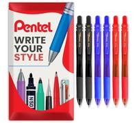 Pentel Energel X BL107 Lot de 6 stylos roller à encre gel rétractable Pointe 0,7 mm Encre noire, bleue, rouge