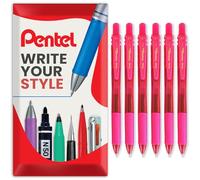 Pentel Energel X BL107 Lot de 6 stylos roller à encre gel rétractables Pointe 0,7 mm Emballage cadeau Rose