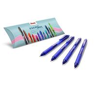 Pentel Energel X BL107, Pack de 4 Rollers encre gel rétractables, Pointe moyenne 0,7 mm, Bleu