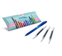 Pentel Energel X BL107, Roller encre gel rétractable pointe moyenne 0,7 mm, Bleu, Pack de 1 stylo + 3 recharges LR7