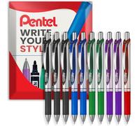 Pentel EnerGel XM BL77 - Lot de 10 stylos rétractables à encre gel liquide - 0,7 mm - 54 % recyclé - Pochette essentielle