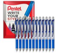 Pentel EnerGel XM BL77 - Lot de 12 stylos à encre gel liquide rétractables, 0,7 mm, 54 % recy ans un emballage d'oreiller (bleu)