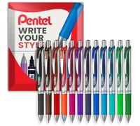 Pentel EnerGel XM BL77 - Lot de 12 stylos rétractables à encre gel liquide, 0,7 mm, 54 % recy ans un emballage coussin (lot mixte de 12)
