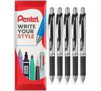 Pentel EnerGel XM BL77 - Lot de 5 stylos à encre gel liquide rétractables - 0,7 mm - 54 % recy ans un emballage d'oreiller (noir)