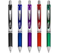 Pentel EnerGel XM BL77 - Lot de 5 stylos à encre gel liquide rétractables - 0,7 mm - 54 % recy ncre noire, bleue, rouge, verte et violette