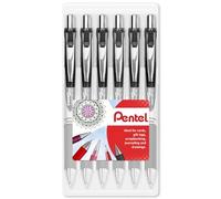 Pentel EnerGel XM BL77 Lot de 6 stylos à encre gel liquide rétractables - 0,7 mm - 54 % recyclé - Noir 1 unité (Lot de 6)