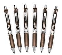 Pentel EnerGel XM BL77 Lot de 6 stylos rétractables à encre gel liquide - 0,7 mm - 54 % recyclé - Sépia