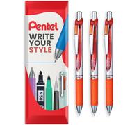 Pentel EnerGel XM BL77 - Stylo à encre gel liquide rétractable - 0,7 mm - 54% recy ans un emballage oreiller - Lot de 3 - Orange
