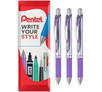 Pentel EnerGel XM BL77 - Stylo à encre gel liquide rétractable - 0,7 mm - 54% recy ans un emballage oreiller - Paquet de 3 - Lilas