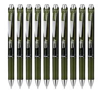 Pentel EnerGel XM BL77A2 Lot de 12 stylos à encre gel rétractable, olive/noir