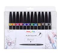 Pentel Feutres pointe pinceau Trousse de 12 feutres - Brush Sign Pen Artist pour Lettering