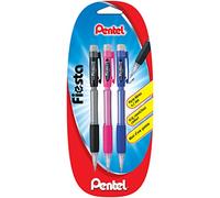 Pentel Fiesta II AX127 Porte-mines 0,7 mm, Blister x3 assortis (noir, rose, bleu)
