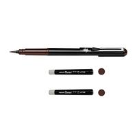 Pentel GFKPN Pocket Brush stylo pinceau encre à pigments pour calligraphie, croquis, dessins Sépia + 2 cartouches