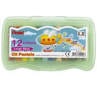 Pentel GHTP-12 Boite de 12 Pastels à l'huile scolaire 10 mm Couleurs assorties