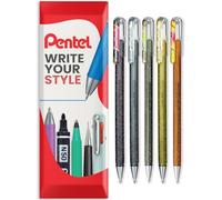 Pentel Hybrid - Dual Metallic - Liquid Gel Rollerball Pen - K110 - Metallic Set - Lot de 5